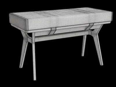 End Of Table Dining Bench Bay Green And Oak 3D model