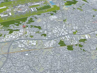 Tangerang Banten Indonesia 25km Low-poly 3D model