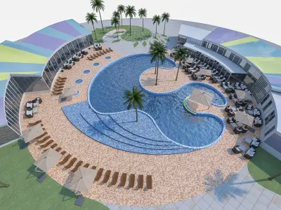 Outdoor Spa Pool Low-poly 3D model