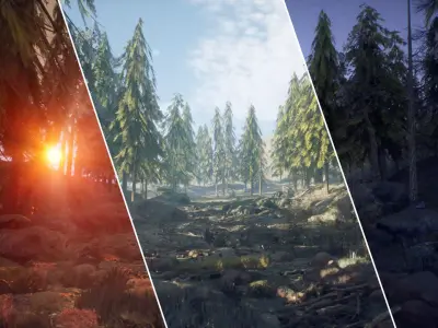 Pine Forest 64 Assets Low-poly 3D model