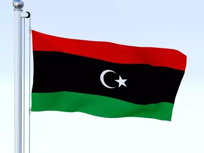 Animated Libya Flag Low-poly 3D model