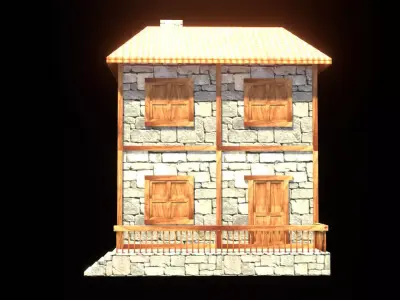 medieval house low poly village town residential house  87 Low-poly 3D model