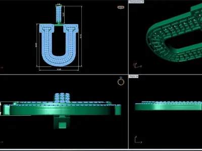 Alphabet Latter U Diamond Pendent 3D print model