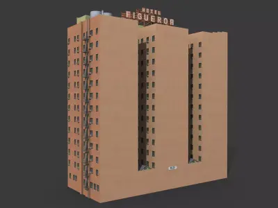 Figueroa Hotel Building Low-poly 3D model