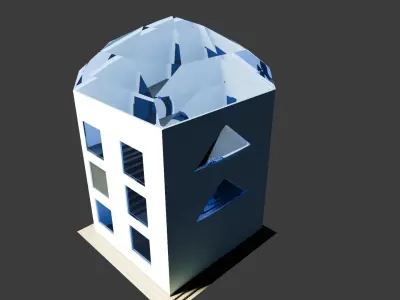 Glass Building 3 Floors Open Free low-poly 3D model
