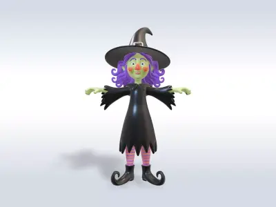 Adorable Witch Halloween Character 3D model purchase