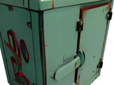 Weathered Industrial Green Utility Box Low-poly 3D model