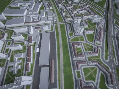 Urban Area 01  Low-poly 3D model
