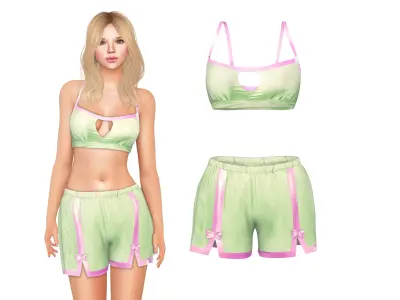 Loungewear Shorts And Bralet Low-poly 3D model