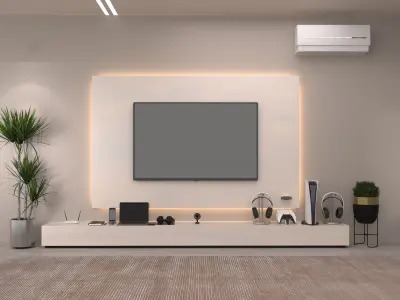 Modern Minimalist TV Wall -Functional TV Wall Design 3D model