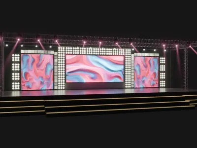 Entertainment Concert Event Stage 3D Model with Lights Setup 3D model