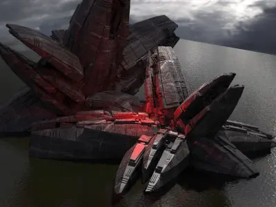 Dark Star Wreck design Kitbash 3D model