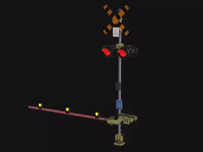 Railroad Crossing - Game Asset Low-poly 3D model