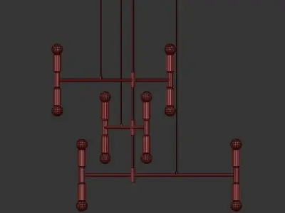 AK441 chandelier with four balls hanging from it 3D model
