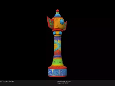 Low Poly Stylized Colorful Turkish Totem Low-poly 3D model