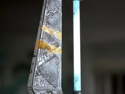 Sci Fi - Cyberpunk Street Light Low-poly 3D model