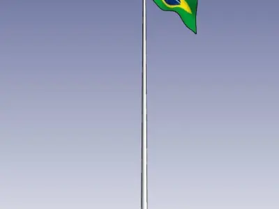 Brazil flag - pole height 15 meters 3D model