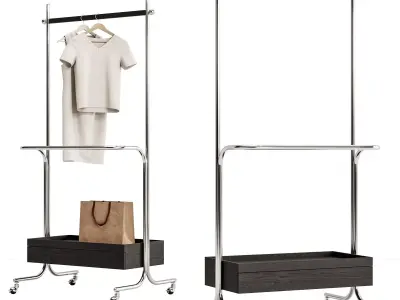 Rolling Garment Rack Floor mounted hanger 3D model