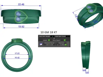  Women Ring  Render 3dm STL OBJ FBX Details 3D print model purchase