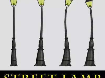 Streetlamp four street lamps 3D model