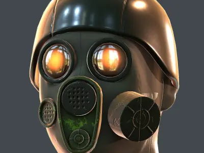 Gas mask helmet 3d model scifi Low-poly  Low-poly 3D model