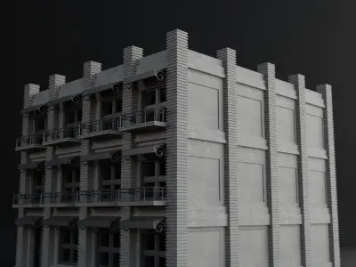 OLD RETRO CLASSICAL BUILDING 5 Low-poly 3D model