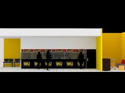 Oficina restaurant with walls and counters Free 3D model