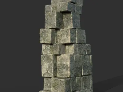 Low poly Mayan Inca Ruin Temple Modular Pack Low-poly 3D model
