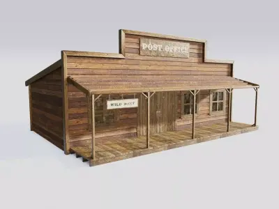 american wildwest cowboy town building  Low-poly 3D model