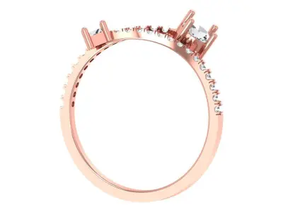 Solitaire Women Light Weight Baguette Round Stone Band Ring 3D print model purchase