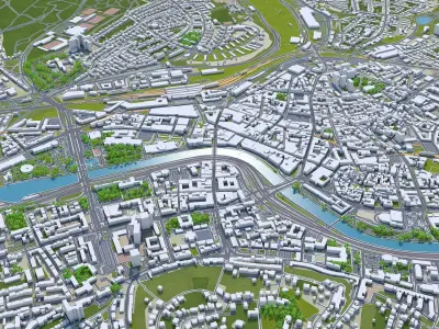 Saarbrucken Germany 40km Low-poly 3D model