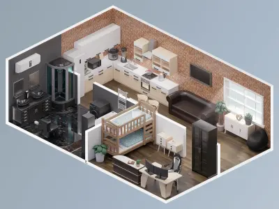 Room 34 Low-poly 3D model