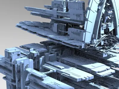 Sci-fi Alien Freighter Launcher 2 3D model