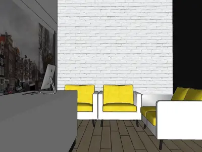 Industrial Style Office Interior Layout 3D model