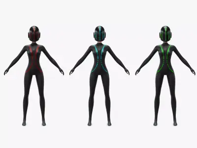 Tron Woman Racer Low-poly 3D model