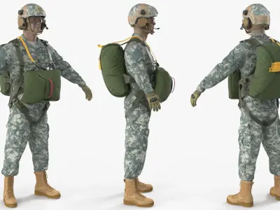  Military Parachute Equipped Soldier Green 