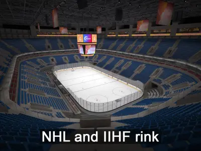  NHL and IIHF Ice Hockey Arena - interior - low poly 