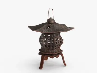 Japanese Antique Metal Lantern Low-poly 3D model