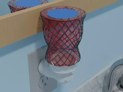 Rose Glass Mini Plugin Wax Warmer with Gold Accents Low-poly 3D model