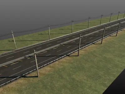 Highway with telephone poles and power lines 3D model