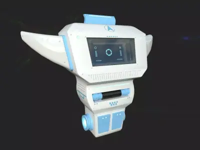 SciFi Backpack 02 White Blue - Character Fashion Design Low-poly 3D model