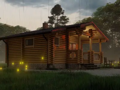 3D model of a wooden bathhouse 3D model