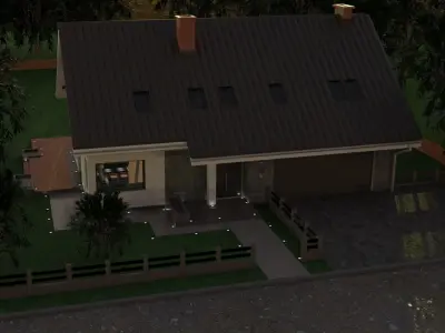 Modern house exterior and interior 3D model
