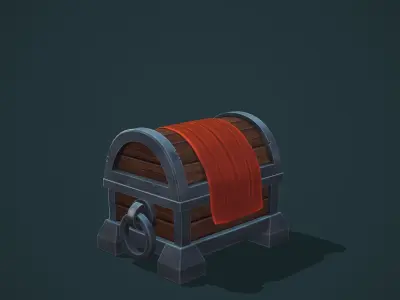 Stylized pirate chest Low-poly 3D model