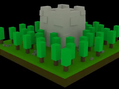 Low Poly Game Ready Stone Tower Low-poly 3D model