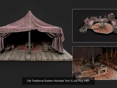 Old Traditional Eastern Nomads Tent  Low Poly PBR Collection 3D Model Pack