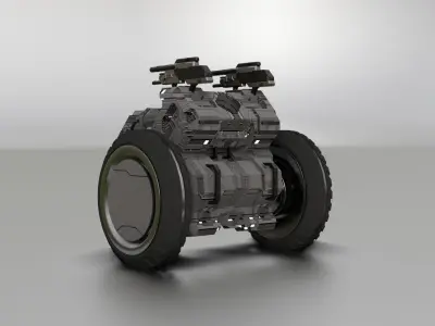 Game combat vahical Low-poly 3D model