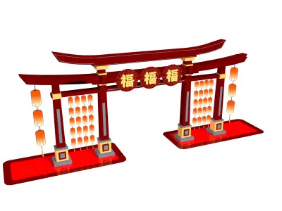Torii Gate Low-poly 3D model 3D model