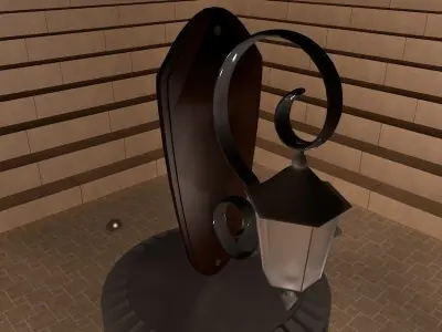 Old stone wall lantern Low-poly 3D model