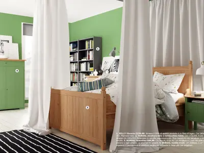 Scene bed hurdal and various furnitures 3D model